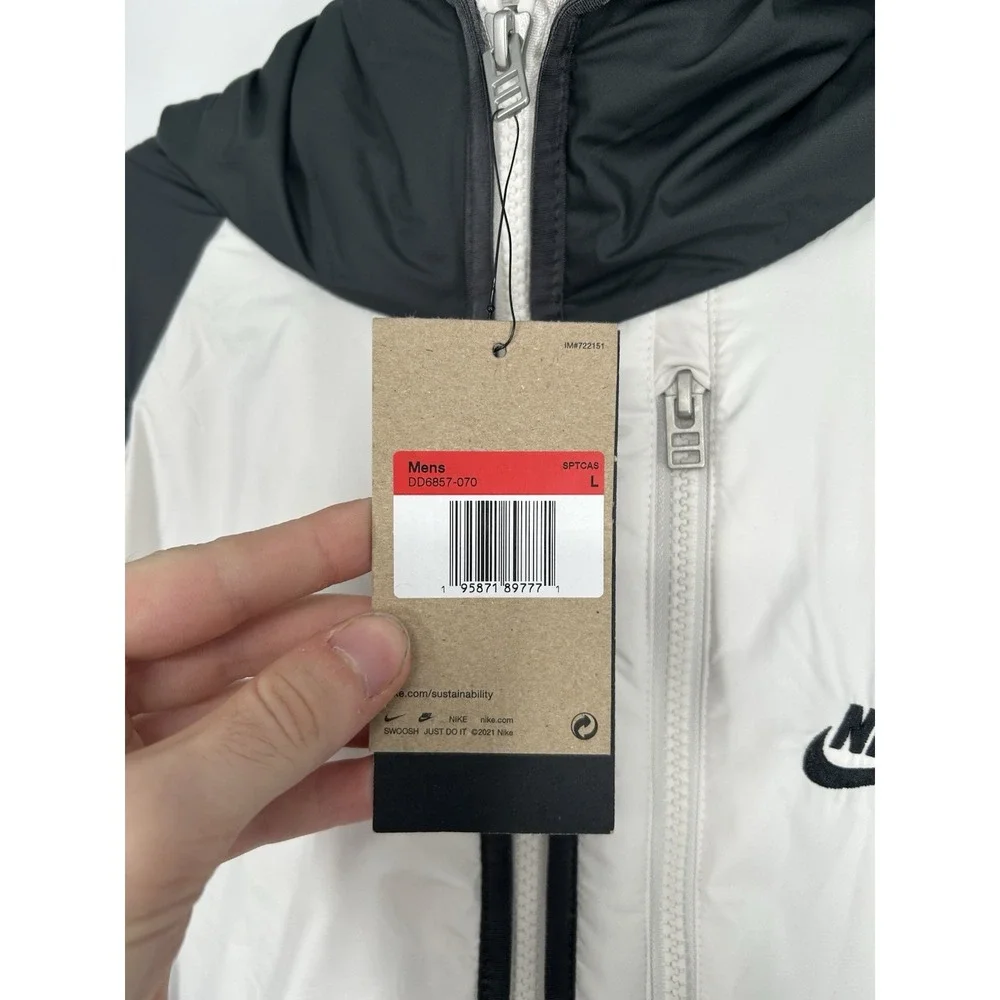 Nike Sportswear Therma Fit Legacy Hooded Jacket DD6857-070 Repel White Large